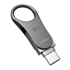 Silicon Power USB ključek Silicon Power C80 128 GB, USB Type-A/Type-C, vodoodporen, prahoodporen, titanova barva