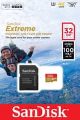 SanDisk SanDisk Extreme 32 GB MicroSDHC UHS-I, Class 10, z visoko hitrostjo branja in pisanjem, odporen in vodoodporen