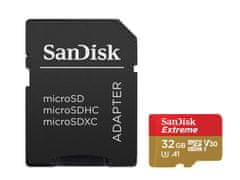 SanDisk SanDisk Extreme 32 GB MicroSDHC UHS-I, Class 10, z visoko hitrostjo branja in pisanjem, odporen in vodoodporen