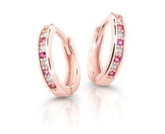 Cutie Jewellery Šarmantni okrogli uhani iz roza zlata C3342-80-X-4 (Barva fuksija)