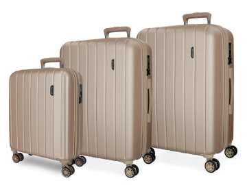 Joummabags MOVOM Wood Champagne, Komplet luksuznih potovalnih kovčkov iz ABS, 75cm/65cm/55cm, 5318465