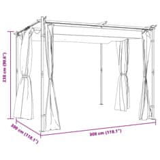 Vidaxl Paviljon z zavesami 3x3 m krem jeklo