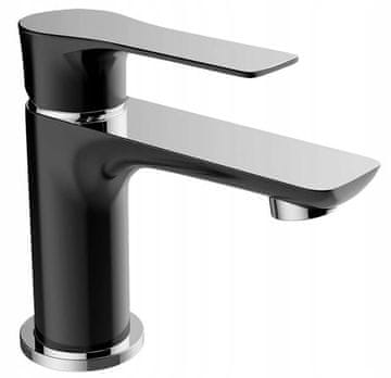 shumee Laveo Raila enoročna črna samostoječa armatura za umivalnik s klik-klak zamaškom