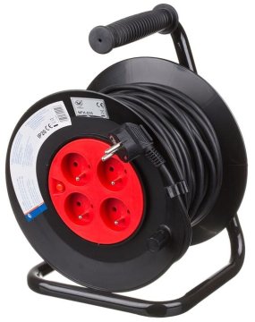 shumee 25 m kabelski kolut, 4 vtičnice, 3 x 1,0 H05VV-F, s termičnim stikalom