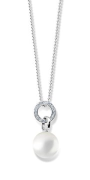 Cutie Jewellery Očarljiv biserni obesek iz belega zlata s cirkoni Z6303-3123-40-X-2