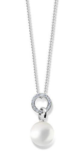 Cutie Jewellery Očarljiv biserni obesek iz belega zlata s cirkoni Z6303-3123-40-X-2