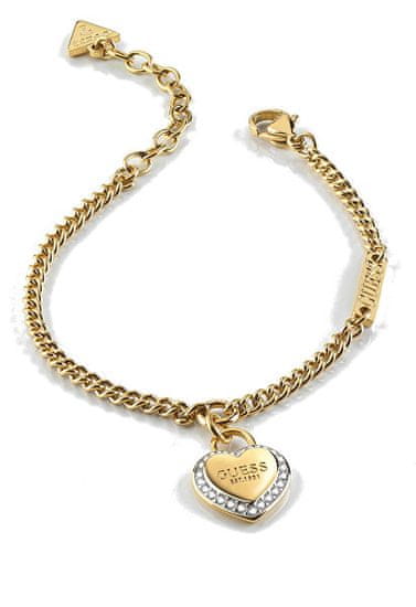 Guess Modna pozlačena zapestnica Fine Heart JUBB01422JWYGS