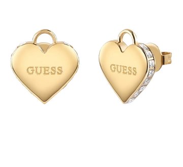 Guess Pozlačeni uhani Falling In Love Romantic Heart JUBE02231JWYGT/U