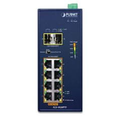 Planet IGS-1020PTF Industrijsko stikalo L2 PoE, 8x1Gb + 2xSFP, 802.3at 30/240W, IP30, -40~+75°C, 48-56VDC