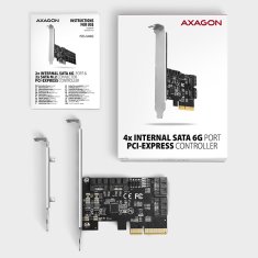 AXAGON PCES-SA4X4, krmilnik PCIe - 4x notranja vrata SATA 6G, ASM1164, SP in LP