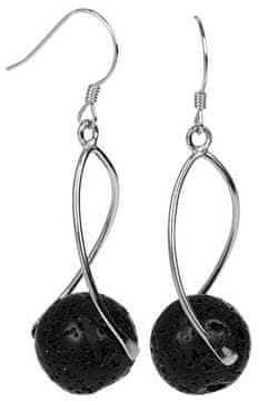 JwL Luxury Pearls Dolgi srebrni uhani s črnimi lavnimi kamni JL0280