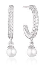 SIF JACOBS Elegantni okrogli uhani z biseri Ellera SJ-E12280-CZ-SS