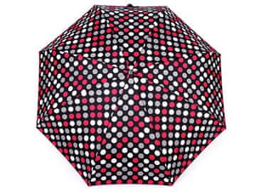 Ženski mini zložljivi dežnik polka dot - črn