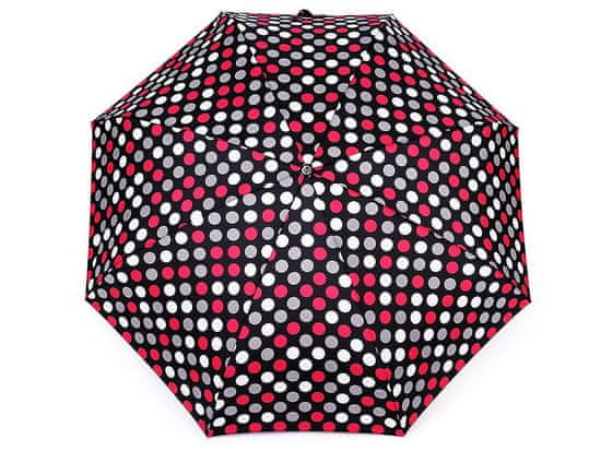 Ženski mini zložljivi dežnik polka dot - črn