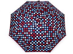 Ženski mini zložljivi dežnik polka dot - temno modra