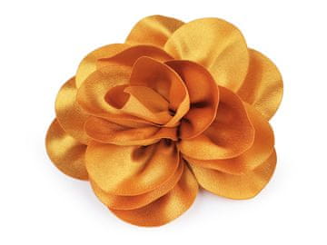Satenasto cvetje broška / okrasek za lase Ø14,5 cm - gorčica