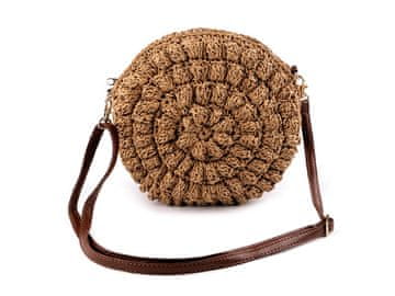 Kvačkana rafija - torbica iz likre z zadrgo Ø25 cm - (Ø25 cm) rjava naravna