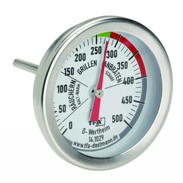 TFA Termometer za žar za žar, dimnik, premer 5,2x6,7cm iz nerjavečega jekla 14.1029