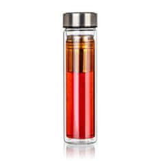 Banquet Steklenica za pitje 500ml z dvojno steno DOBLO, s cedilom, nerjaveče jeklo/steklo