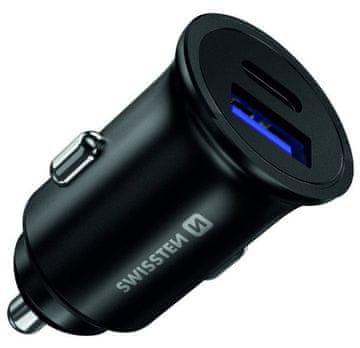 SWISSTEN cl adapter power delivery usb-c + hitro polnjenje 3.0 36w kovinski črn
