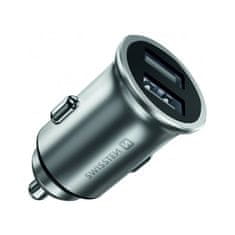 SWISSTEN cl adapter 2x usb 4,8a kovinski srebrni
