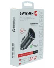 SWISSTEN cl adapter power delivery usb-c + hitro polnjenje 3.0 36W kovinsko srebrn