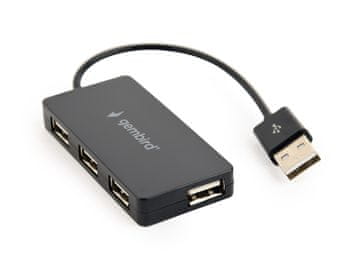 Gembird USB 2.0 Hub Gembird UHB-U2P4-04, 4 vrata, hitrost prenosa 480 Mbit/s, črn, Plug and Play, združljiv z Windows 7/8/10