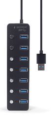 Gembird Gembird UHB-U3P7P-01 7-portni USB 3.1 hub s stikali, črn, 0.24 m, številne možnosti povezovanja