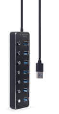 Gembird Gembird UHB-U3P7P-01 7-portni USB 3.1 hub s stikali, črn, 0.24 m, številne možnosti povezovanja