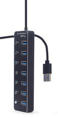 Gembird Gembird UHB-U3P7P-01 7-portni USB 3.1 hub s stikali, črn, 0.24 m, številne možnosti povezovanja