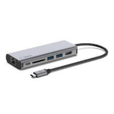Belkin Belkin AVC008BTSGY portni razširitelj USB 3.2 Gen 1, črn in sivo, z HDMI, RJ-45, USB-C in USB-A, za prenosne računalnike