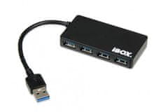 iBOX iBox IUH3F56 USB 3.2 Gen 1 hub - 4 vrata, hitrost prenosa 5000 Mbit/s, črna, Plug and Play, dolžina kabla 0.15 m