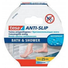 Tesa Samolepilni trak proti drsenju 55533, za kopalnico, 5 m x 25 mm, prozoren