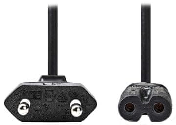 Nedis 230V napajalni kabel za adapterje/ priključni kabel/ Euro vtič/ priključek IEC-320-C7/ dvojna linija/ črn/ v razsutem stanju/ 3 m