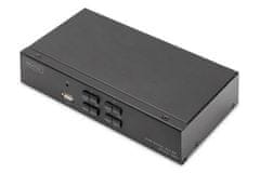 Digitus DS-12891 Stikalo KVM, 4x DP vhod, DP izhod, 4x USB B, 4K @ 60 Hz, črno