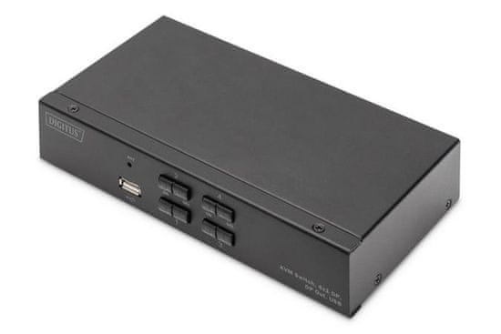 Digitus DS-12891 Stikalo KVM, 4x DP vhod, DP izhod, 4x USB B, 4K @ 60 Hz, črno