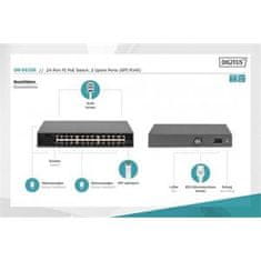 Digitus 24 vrat 10/100 Mb/s PoE 24x10/100Mb/s PoE RJ45, 1 xGE RJ45, 1xSFP