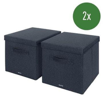 Leitz Škatle za shranjevanje - tekstil, pokrov, L, siva, 2 kosa
