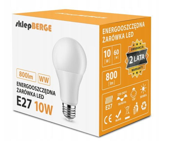Berge LED žarnica - E27 - 10W - 800Lm - topla bela
