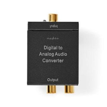 Nedis ACON2510BK - Digitalni avdio pretvornik | 1-way | Vhod: 1x digitalni RCA/1x TosLink | Izhod: 1x (2x RCA)/1x3,5 mm