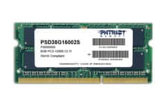 slomart Patriot Memory 8GB DDR3 1600 MHz SO-DIMM pomnilniški modul za prenosnike, 204-pins, unbuffered, CAS 11