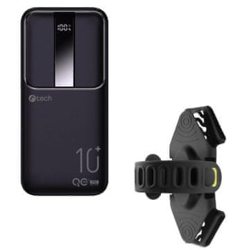 Komplet powerbank C-tech 10000mAh + držalo za mobilni telefon in powerbank BONE Bike Tie Pro-P