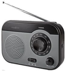 Nedis Prenosni radio / AM/ FM/ baterijsko napajanje/ omrežno napajanje/ analogno/ 1,8 W/ izhod za slušalke/ črna/siva
