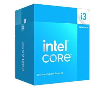 Intel Intel Core i3-14100F procesor, 4 jedra, 8 niti, 12 MB pametnega predpomnilnika, LGA 1700, 58 W, z vklopljenim hladilnikom