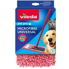 Vileda Vileda Pet Pro mop za dlako in kožuh - nadomestni del, mikrovlaken, rdeč, primeren za mačke, strojno pralen, 60 °C