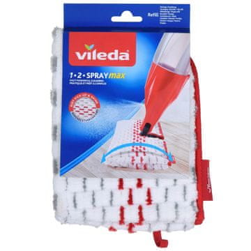 Vileda Nadomestni Velika Vileda 1-2 Spray Max Mop Vrh z Mikrovlakni, Pralen in Rdeče-Bele Barve, Hitro Pošiljanje 24h