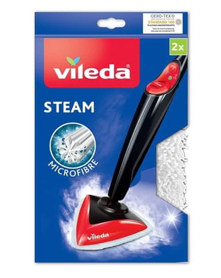 Vileda Nadomeščanje za parni mop Vileda Steam - 2x mikrovlakna, enostavno pranje, maksimalna temperatura 60 °C, združljivo z Vileda 100°C Hot Spray