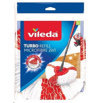 Vileda Nadomestni čistilec za mokro pranje Vileda Turbo 2v1, mikrovlaken, bel in rdeč, pralno, za Vileda TURBO in Easy Wring.