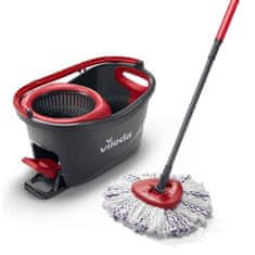 Vileda Spin Mop Vileda Turbo 3w1 z mikrovlaknami - črn in rdeč, enotna posoda, z ročko in funkcijo pripravljenosti, hitra dostava.