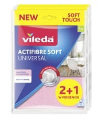 Vileda Vileda ACTIFIBRE Soft Univerzalna krpa 2 + 1 kos, mikrovlakna, 100%, brez prask, pralna do 60 °C, pakiranje 3 kosi